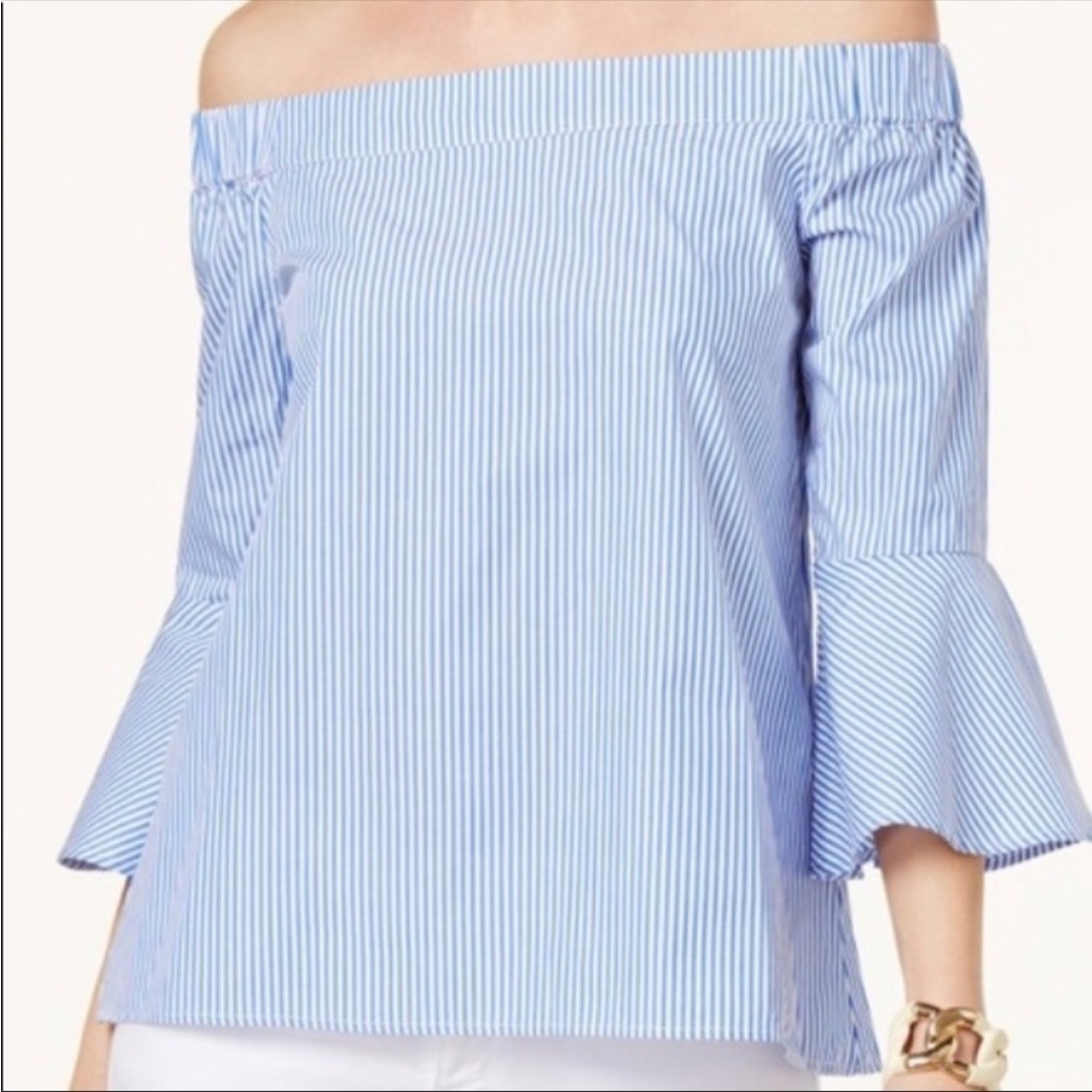 Cupio Stripe Off Shoulder Top